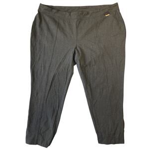 Calvin Klein Women Dress Pants 2X Charcoal Ankle 23" Inseam Power Stretch PullOn